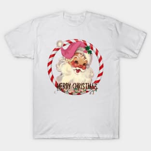 Retro Vintage Pink Santa Claus T-Shirt